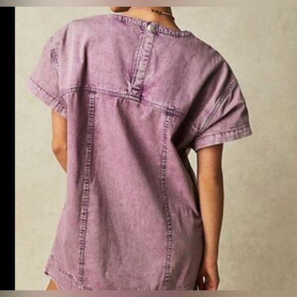 Free People Arland Purple Acid Wash Mini Dress - Picture 2 of 11